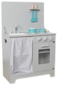 Aga4Kids Bucătărie din lemn Mini Chef cu cuptor pentru copt și veselă turcoaz Gri