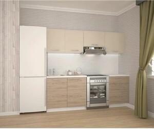 Set bucatarie KATIA, alb/bej deschis/stejar, 220 cm