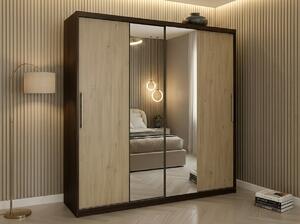 Dulap dressing Londra 2 usi cu oglinda, 200 cm, Wenge/Sonoma