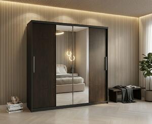 Dulap dressing Londra 2 usi cu oglinda, 200 cm, Gri/Wenge