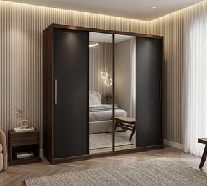 Dulap dressing Londra 2 usi cu oglinda, 200 cm, Wenge/Gri