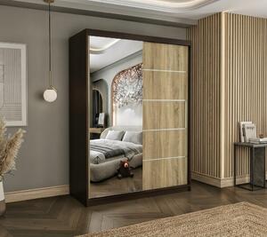 Dulap dressing Atlantic 2 usi cu oglinda, 150 cm, Wenge/Sonoma