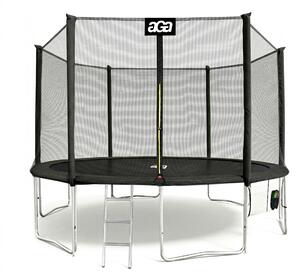 Aga SPORT PRO Trambulină 430 cm Neagră + plasă de protecție + scară + buzunar pentru încălțăminte
