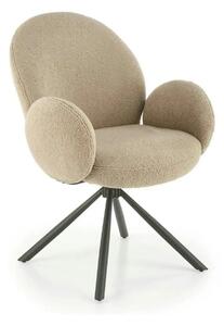 Scaun rotativ K498, cappuccino/negru, stofa buclata/metal, 64x63x90 cm