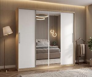 Dulap dressing Londra 2 usi cu oglinda, 200 cm, Sonoma/Alb