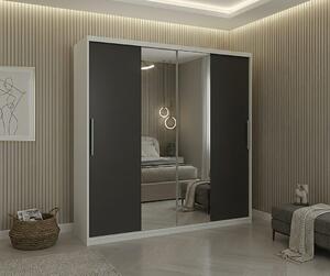 Dulap dressing Londra 2 usi cu oglinda, 200 cm, Alb/Gri
