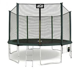 Aga SPORT PRO Trambulină 430 cm Verde închis + plasă de protecție + scară + buzunar pentru încălțăminte
