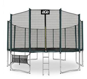 Aga SPORT PRO Trambulină 500 cm Verde închis + plasă de protecție + scară + buzunar pentru încălțăminte
