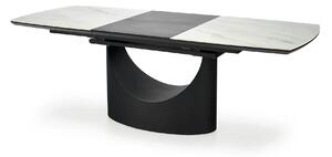 Masa extensibila OSMAN, alb efect marmura/negru, ceramica/metal, 160/2