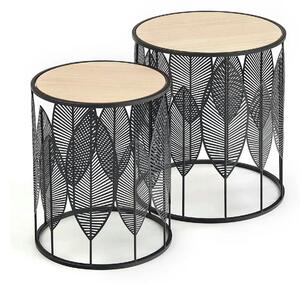 Set 2 masute cafea FOLLA, stejar/negru