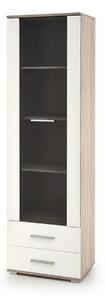 Vitrina LIMA, alb/stejar sonoma, PAL/sticla, 60x40x200 cm