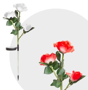 Lampa solara -model trandafir - rosu - alb, LED RGB - 70 cm - 2 buc, pachet