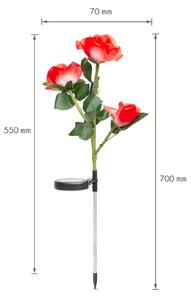 Lampa solara -model trandafir - rosu - alb, LED RGB - 70 cm - 2 buc, pachet