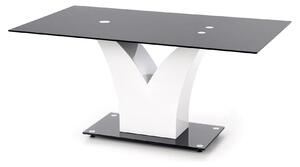 Masa VESPER, negru/alb, sticla securizata, 160x90x76 cm