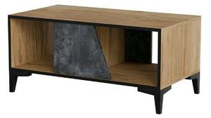 Masuta cafea OVO, gri beton/stejar, PAL laminat/plastic, 90x50x39 cm