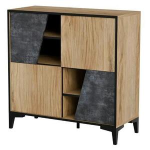 Comoda OVO, stejar/gri beton, PAL laminat, 90x38x90 cm