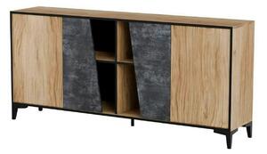 Comoda OVO, stejar/gri beton, PAL laminat, 180x38x83 cm