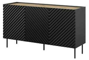 Comoda ONDA, negru/stejar, PAL laminat, 150x45x85 cm