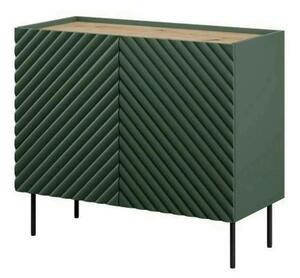 Comoda ONDA, verde inchis/stejar, PAL laminat, 98x45x85 cm