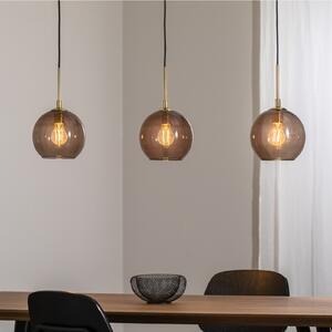 Argon Dulce suspendată, gri fumuriu/negru, sticlă, 3 lumini, reglabil, Gri, Camera de zi / sufragerie, Sticlă, Modern, glob