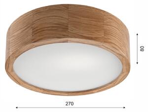 Envostar Caspian plafonieră, Ø 27 cm, IP54, stejar, reglabil, Lemn, Baie, Lemn