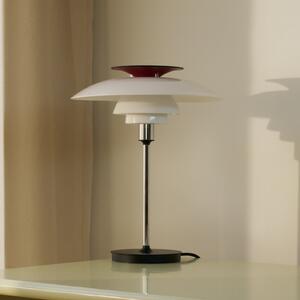 Louis Poulsen Lampa de masă PH80, alb/roșu/crom, înălțime 40 cm, Alb, Camera de zi / sufragerie, Aluminiu, Scandinavă