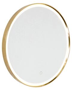 Oglindă de baie cupru 50 cm, incl. LED, cu 3 trepte de intensitate reglabile cu atingere, rotundă - Miral