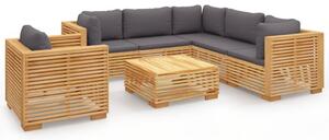 Set mobilier grădină cu perne, 7 piese, lemn masiv de tec
