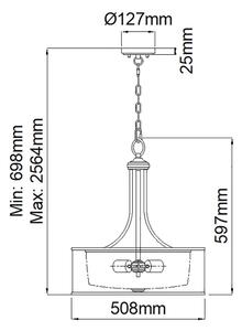 Kichler KL-LACEY-P-L-AP - Candelabru cu lanț LACEY 4xE27/60W/230V crom mat