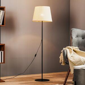 TK Lighting Lampadar Chicago cu abajur din in, Bej, Camera de zi / sufragerie, Țesătură / Textil