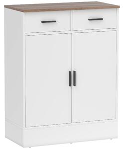 HOMCOM Bufet Modern cu 2 Sertare și Dulap cu 2 Uși Alb și Lemn | Aosom Romania