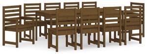 Set mobilier grădină, 11 piese, maro miere, lemn masiv de pin