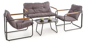 Set mobilier de exterior Houston 1996Gri, Negru, Metal