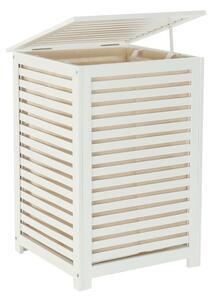 Cos de rufe BASKET, alb, bambus/material textil, 40x40x58 cm