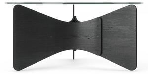 Măsuță de cafea neagră rotundă cu blat din sticlă 87x87 cm Madera – Umbra