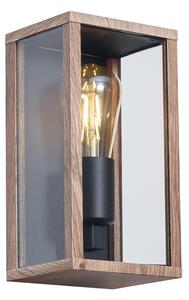 Lampă de perete industrială cu imprimeu de lemn 26 cm IP44 - Charlois
