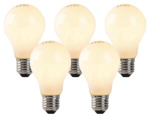 Set de 5 becuri LED cu filament flacără E27 sticlă opala 3W 250lm 2200K