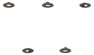Set de 5 spoturi moderne de sol negre, inclusiv LED IP67 - Linsey