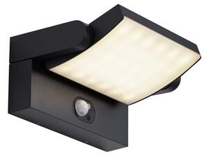 Lampă de perete pentru exterior neagră, cu LED IP54 și senzor de mișcare solar - Judge
