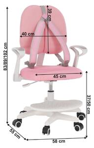 Scaun ANAIS, roz/alb, roz/alb, plastic/plasa, 58x55x83-102 cm