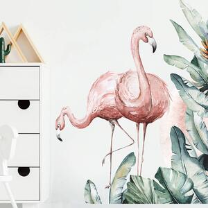 Impresi Autocolant pentru camera copilului Flamingos and palm leaves - 90x30cm 2ks