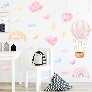 Impresi Autocolant pentru camera copilului Balloon clouds and stars - 90x30cm
