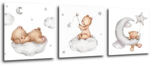 Impresi Obraz Set of three pictures with bears - 90 x 30 cm (3-piese)