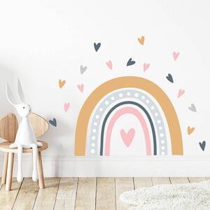 Impresi Autocolant pentru camera copilului Rainbow and hearts - 60x40cm