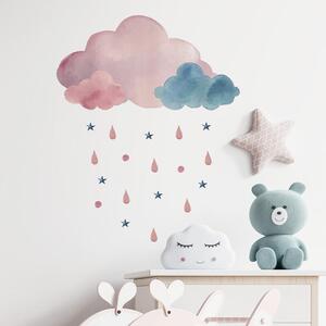 Impresi Autocolant pentru camera copilului Pink and blue clouds - 39x22cm