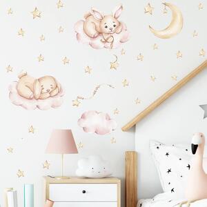 Impresi Autocolant pentru camera copilului Rabbits and pink clouds - 90x30cm