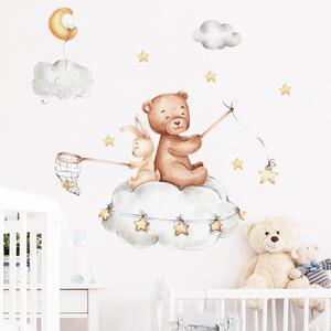 Impresi Autocolant pentru camera copilului Little bear and bunny - 90x30cm