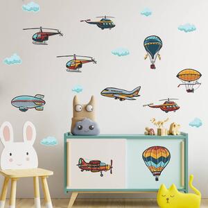 Impresi Autocolant pentru camera copilului Colorful airplanes and balloons - 90x30cm 2ks