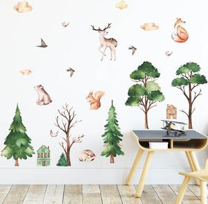 Impresi Autocolant pentru camera copilului Forest and animals - 90x29cm 2ks