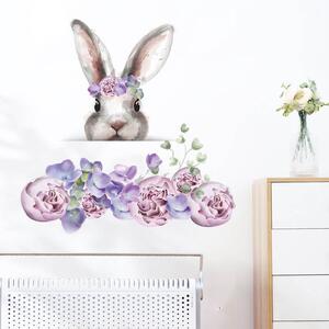 Impresi Autocolant pentru camera copilului Bunny lila flowers - 60x30 cm